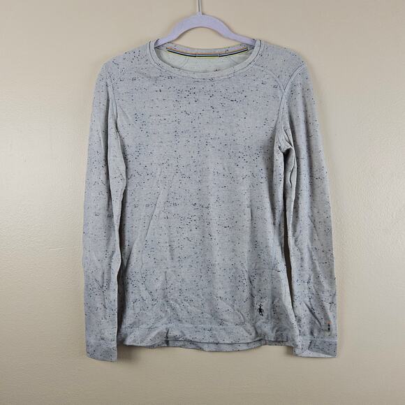 Smartwool Gray Long Sleeve Striped Thermal Top Size Large - Picture 1 of 6